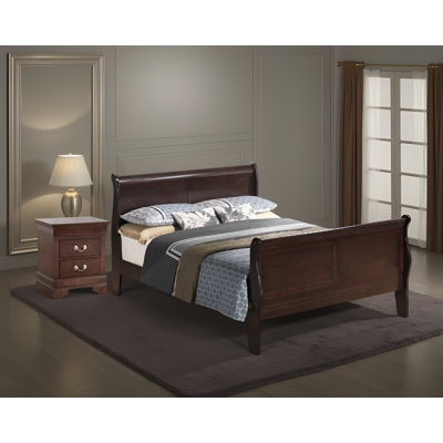 Roskilde Black Full Sleigh 2pc Bedroom Set with Two Drawer Nightstand