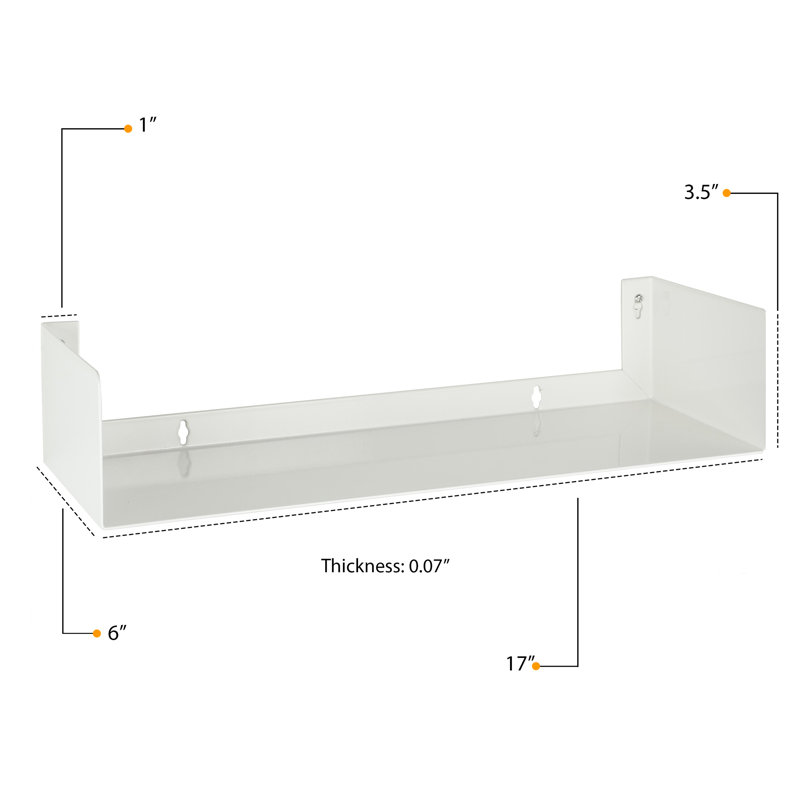 Tablette flottante en métal River Ridge, Blanc