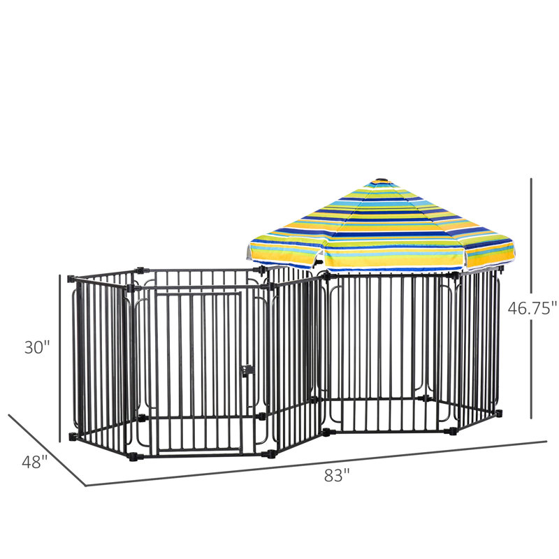 Parc pour chien de 48 po de largeur avec couvercle amovible et zone d'exercice avec porte verrouillable et sécurisée pour les petites races moyennes. H 47 po, structure en acier. Extérieur. Sécurité. Espace généreux