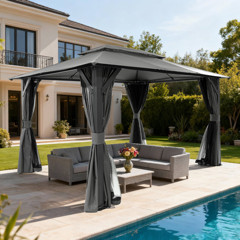 Pavillon de jardin en métal, Gris