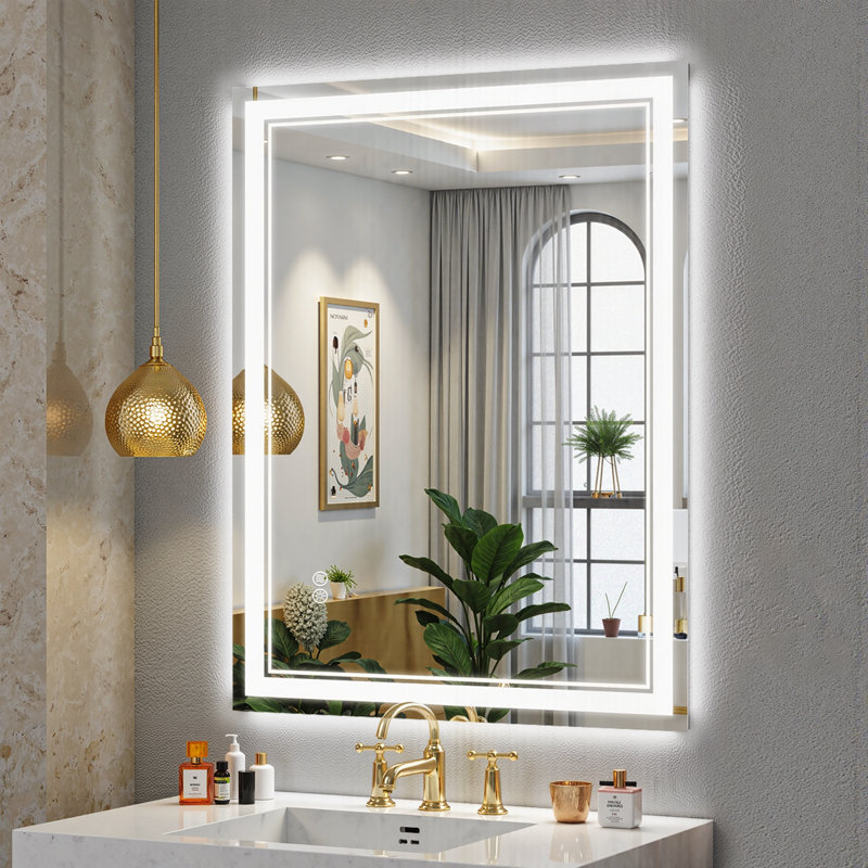 Chrisna UL Certified LED Bathroom Vanity Mirror, Front & Backlit, Anti-Fog Tempered Glass with 3-Year Warranty, 36"×24"