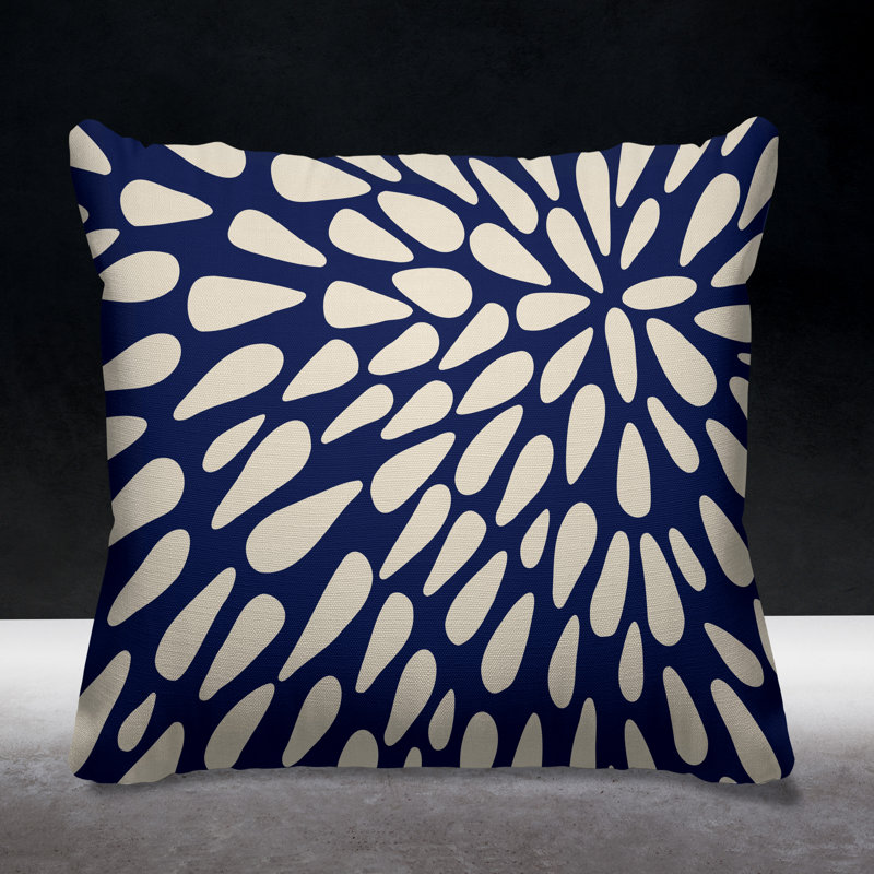 Eames Outdoor Reversible Throw Pillow, 17W" x 17H", Navy Blue
