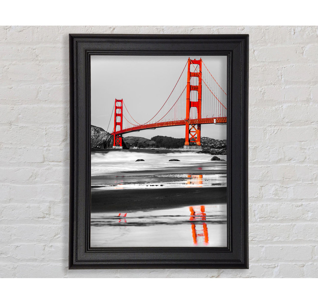 Golden Gate Bridge Rote Reflektionen Gerahmter Druck