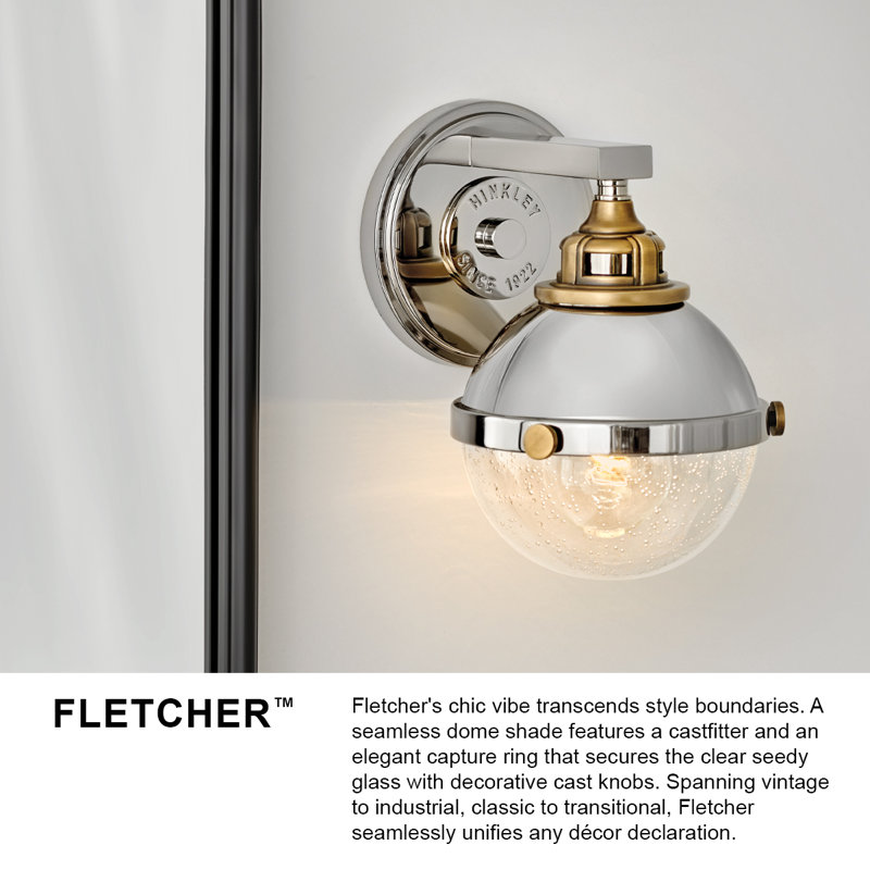 Fletcher Polished Nickel & Heritage Brass 2-Light Vanity Sconce