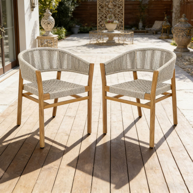 Ensemble de chaises d'extérieur en rotin tissé, Naturel