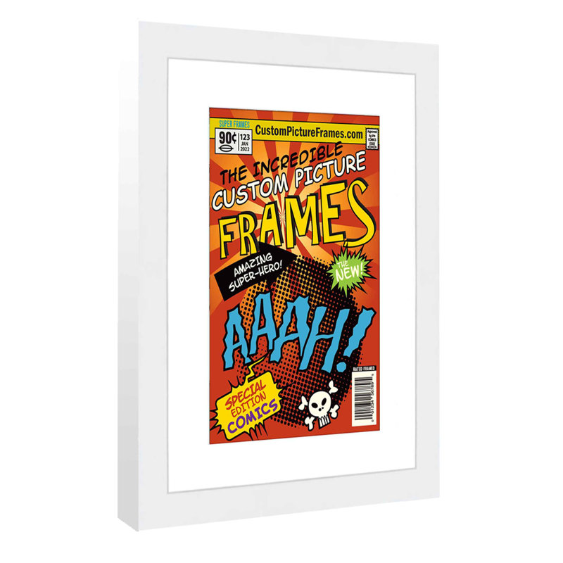 Wood Picture Frame with Mat, White/White, 7.75" x 10.5"