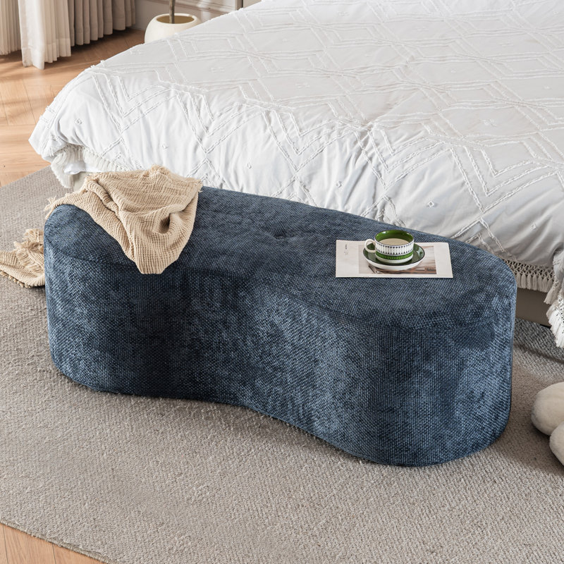Banc incurvé 51 pouces courbé en chenille pour le salon de la chambre à coucher ou de la salle à manger, banc de compression