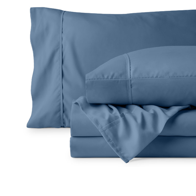22" Deep Pocket Ultra Soft Sheet Set, Coronet Blue, Split Head Flex King Sheet Set with 2 Pillowcases