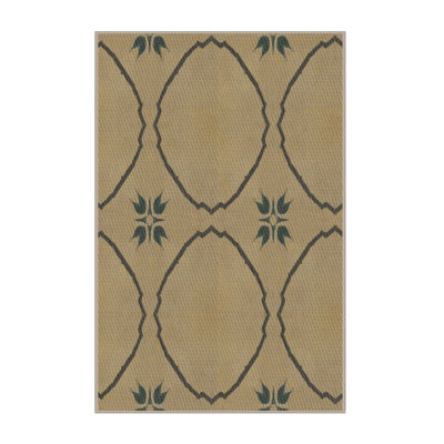 Tapis beige/bleu marine à motifs Wesneski