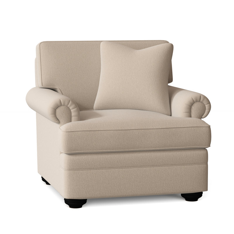 Kensington Armchair, Eggshell Crypton Performance; 0884-93, Java Finish