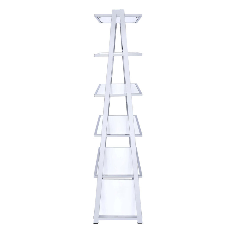 Bibliothèque blanche et chrome avec 6 tablettes