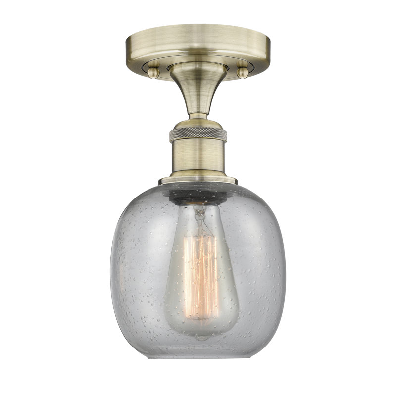 Magreb Glass Semi Flush Mount, Antique Brass