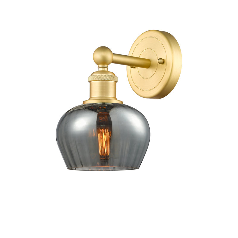 Canute Armed Sconce, Plated Smoke, Satin Gold