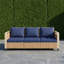 Ensemble de canapé d'extérieur Pation - Canapé de jardin brun et bleu foncé en osier avec coussins, 76,4 po de largeur