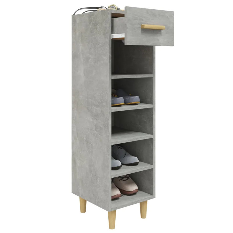 5 Pair Shoe Storage Cabinet, Concrete Grey