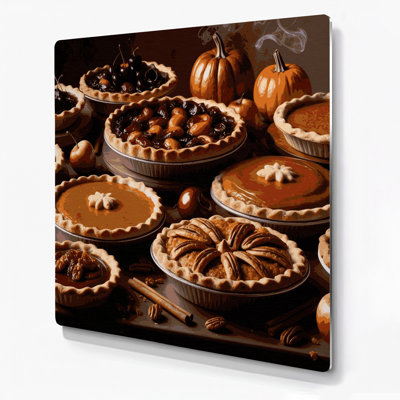Desserts Thanksgiving pie Brown Metal Wall Art