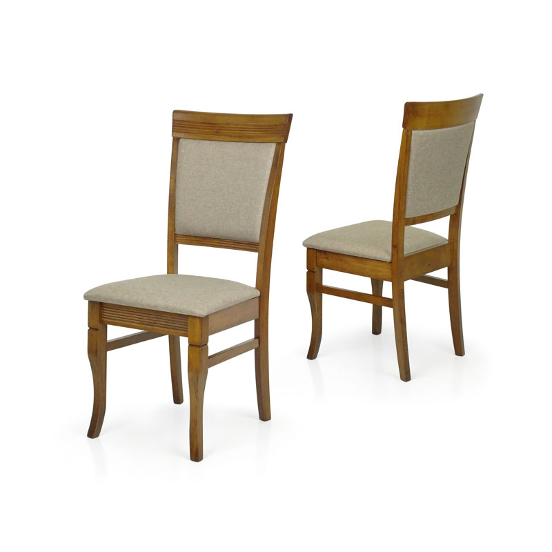 Chaise de salle à manger Charron, Bois brun, Beige foncé