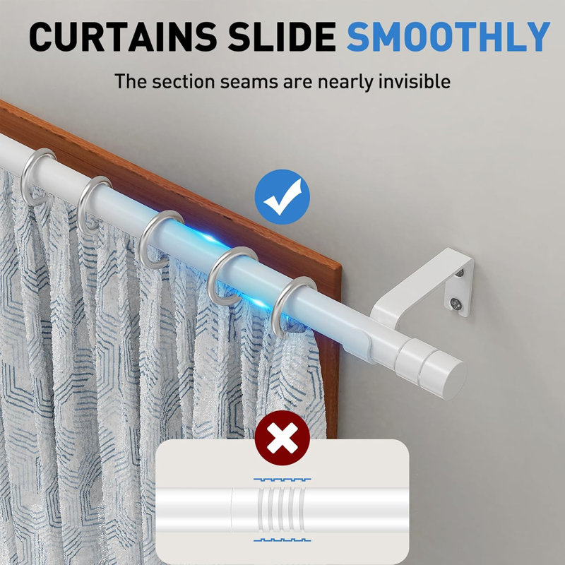 81cm Straight Tension Shower Curtain Rod & Hook Set, White