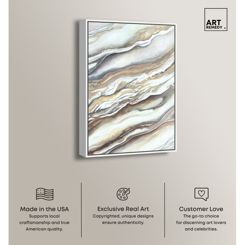 Art Remedy Neutral Lines I Framed Boho Abstract 1 Piece Canvas Wall Art 56654, White Framed, 37" H x 25" W