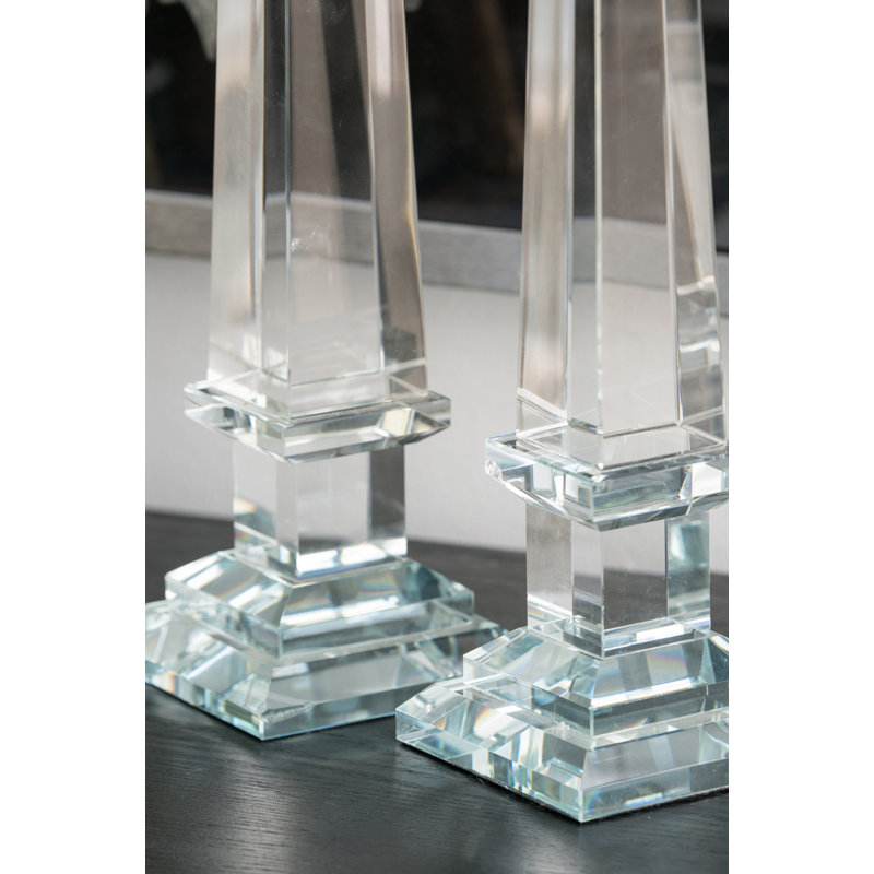 Charmine Glass Obelisk Sculpture, 16" H x 4" W x 4" D, Clear