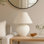 Lighting, H 16 po, lampe de table, abat-jour crème, céramique crème, contemporain