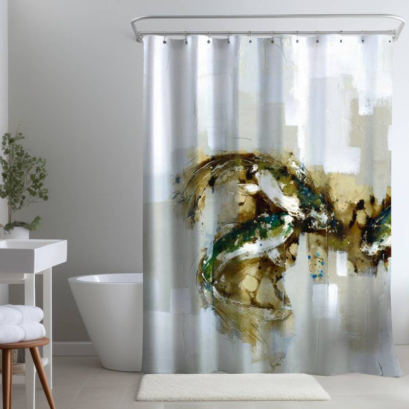 Abstract – Polyester Shower Curtain, Dye Sublimation Print, 71" W × 74" L