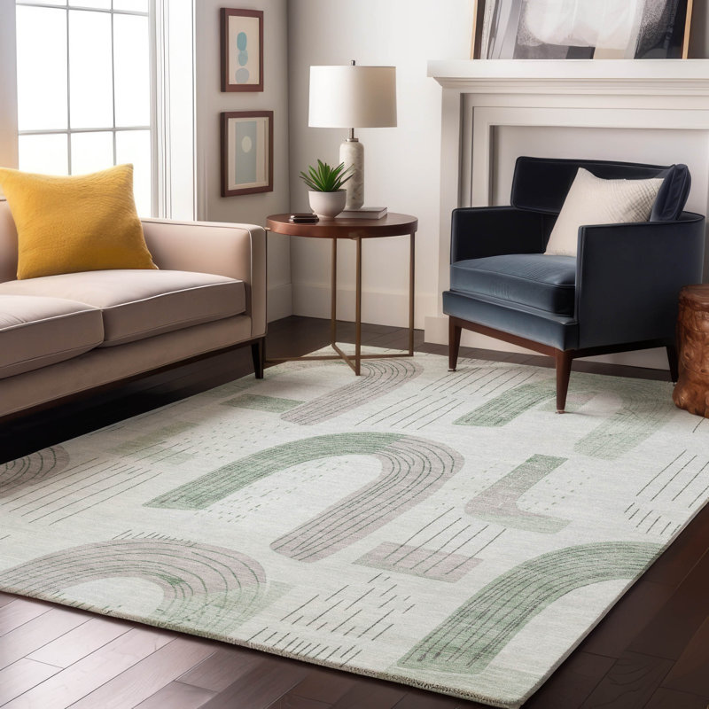 Premium Machine Washable Mehara AMF1698 Geometric Rug, Rectangle 9' x 12'