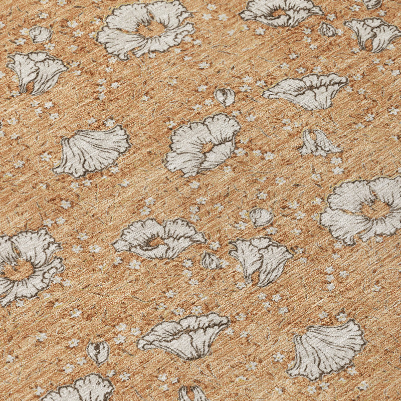Machine Washable Indoor/Outdoor Chantille ACN2792 Floral Rug, 5' x 7'6", Copper
