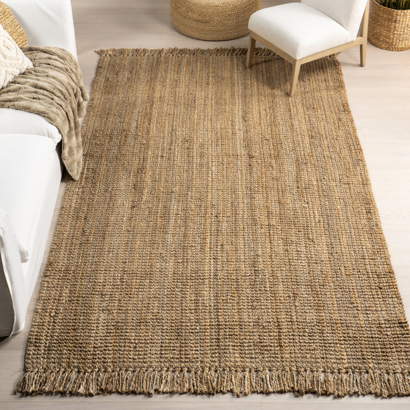 Isalena Handmade Flatweave Farmhouse Jute Area Rug in Natural, Rectangle 7'6" x 9'6"