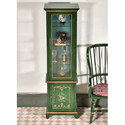 20.87" Green Standard Solid Wood Wine Cabinets & Curio Cabinets