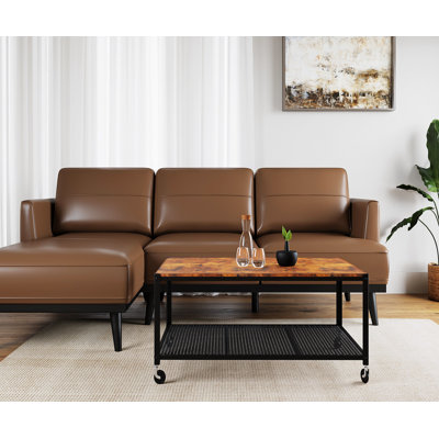 Table basse Themis, table basse moderne, table basse rectangulaire avec roulettes