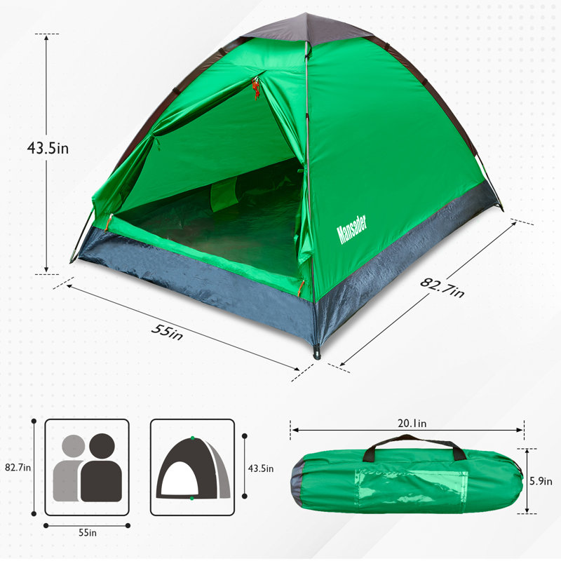 2-Person Lightweight Camping Tent with Carrying Bag, Green