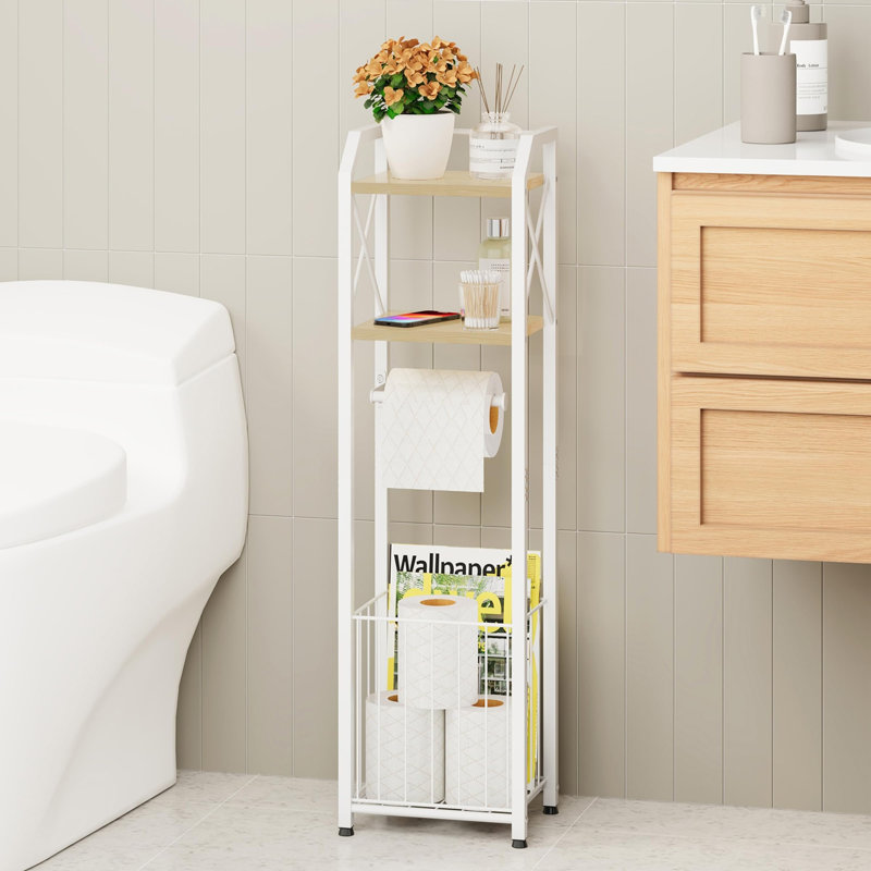 Free Standing Toilet Paper Holder, Blanc