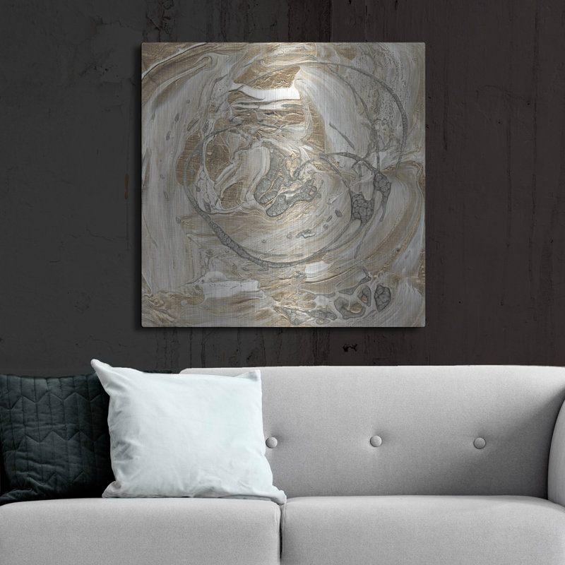  «Silver & Gold 1» par Alicia Ludwig, art mural en métal, H 36 po x l 36 po