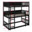 Triple Wood Bunk Bed, With Ladders, Guardrails-730253880