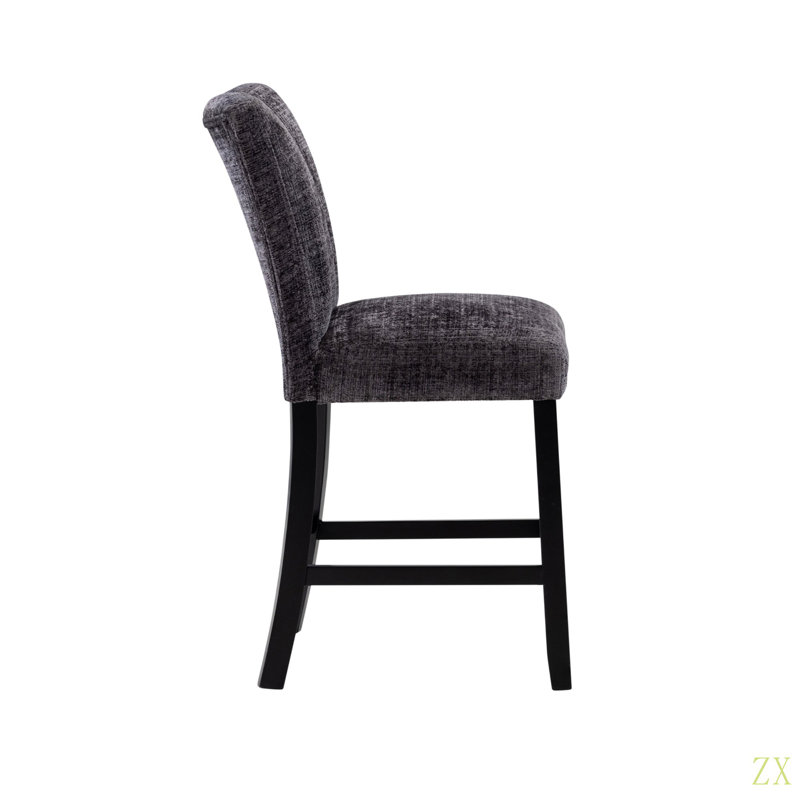 Tabourets de bar Magaly (ensemble de 2), Siège noir / cadre noir