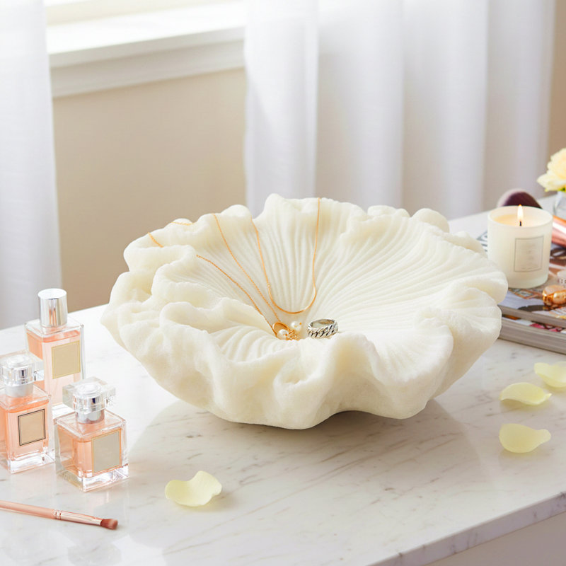 Bol décoratif décoratif inspiré du bord de mer pour la décoration intérieure - Bol décoratif moderne pour chambre, table d'appoint ou tablette - 12 po, blanc