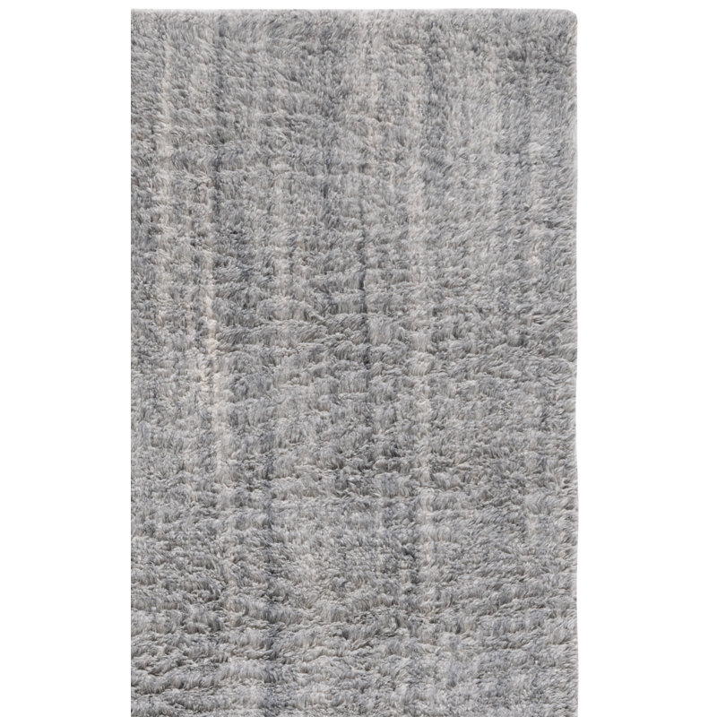 Tapis de couleur unie en laine et coton touffeté à la main Élizzie, Tapis de couloir 2 pi 3 po x 9 pi