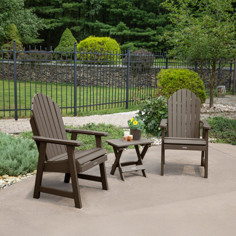 Chaise Adirondack en plastique avec table Anette, Gland de chêne vieilli
