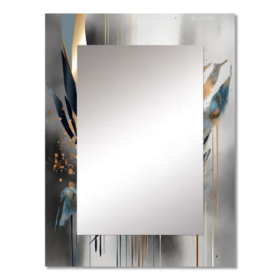 Abstract Shapes And Infinity Lines II - Abstract Shapes Decorative Wall Mirror, Gold Large Mirror, Printed Metal Art