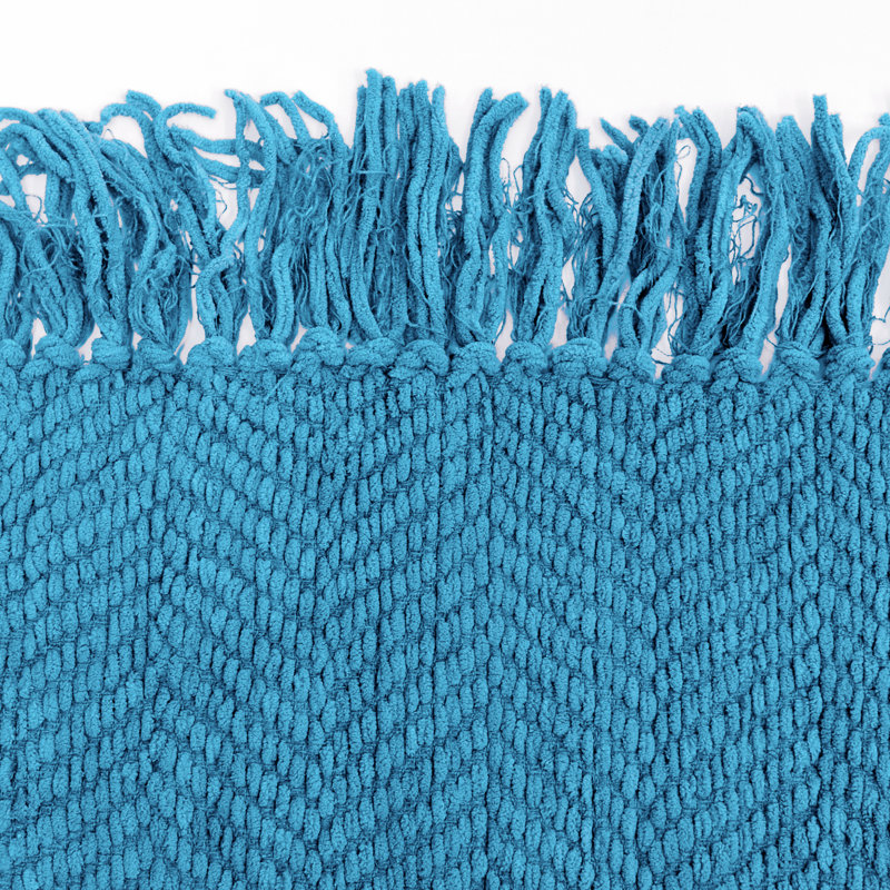 Jeté en tricot de tweed, Bleu méditerranéen, 50 po x 60 po