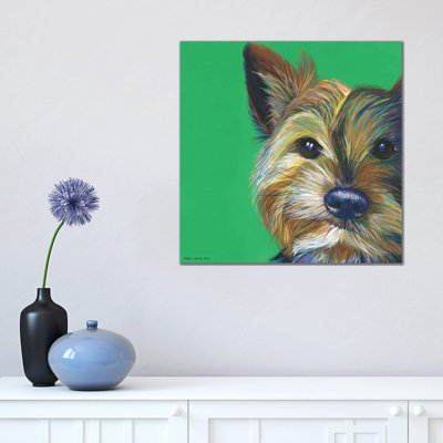 Yorkshire Terrier On Emerald, Square by Kirstin Wood - Wrapped Canvas Gallery-Wrapped Canvas Giclée