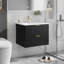 Meuble-lavabo mural moderne noir de 30 pouces avec 2 tiroirs
