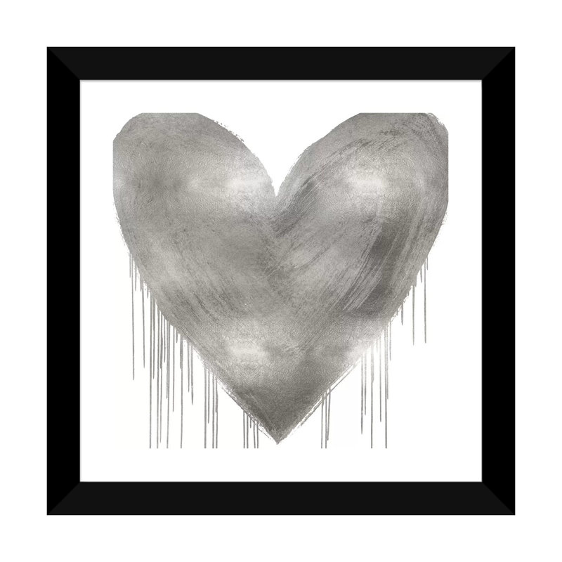 «Big Hearted Silver» par Lindsay Rodgers - impression d'art graphique, H 24 po x l 24 po x p 1 po, Papier noir, Blanc