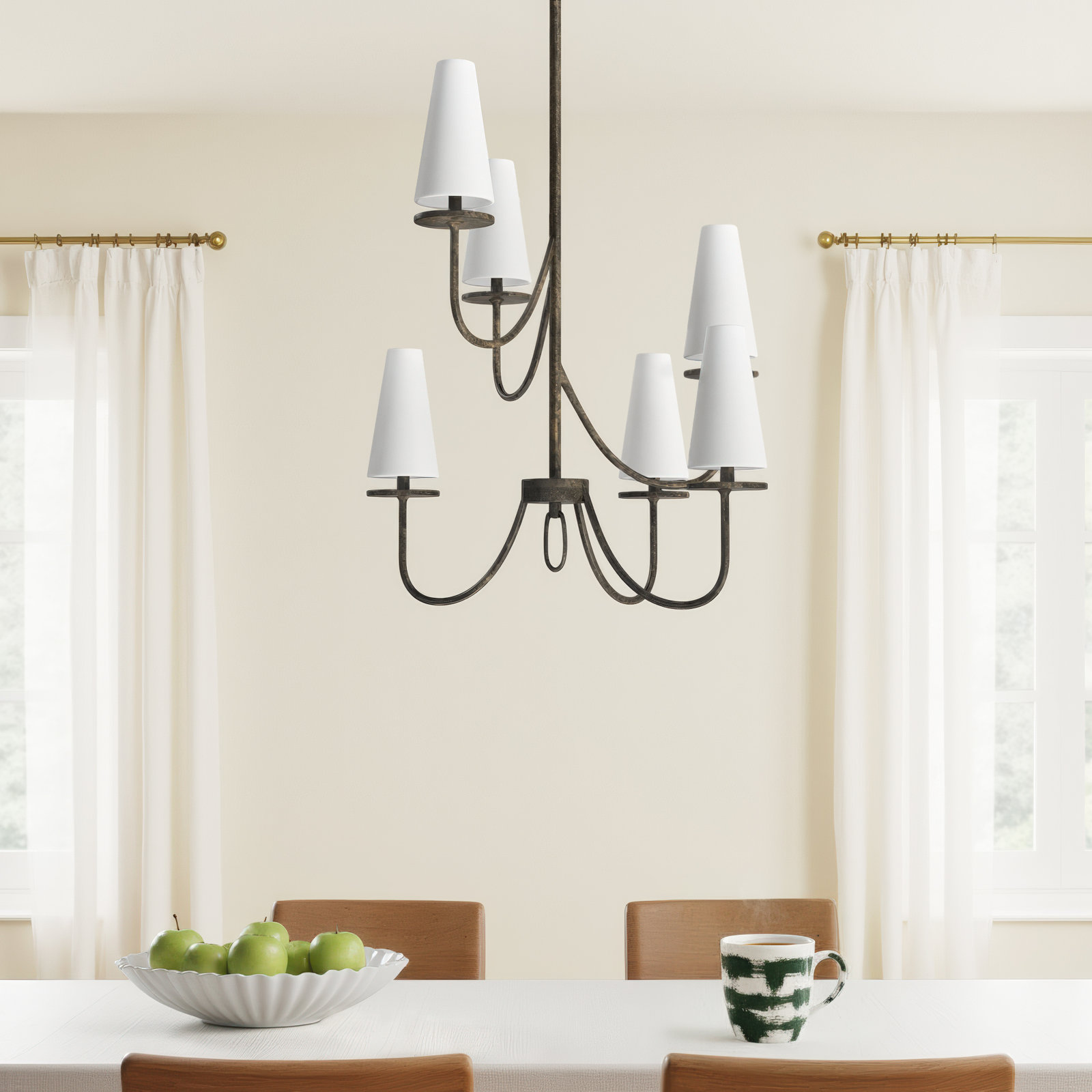 Walling 6 - Light Dimmable Tiered Chandelier, Textured Bronze