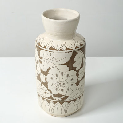Env. Grand vase 15 "à double vitrage avec motif floral Amalfi 15" (ouverture 5,1 ")