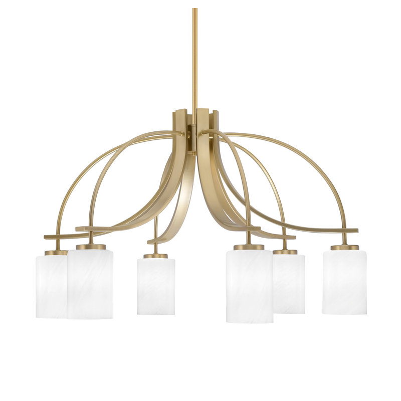 Lustre Cavella, H 18 po x l 27,5 po x P 27,5 po, Laiton New Age, 6