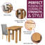 4-Person Small Folding Oak Dining Set with Grey Upholstered Chairs