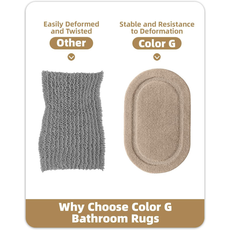 Non-Slip Bath Rug, 51cm W x 81cm L, Khaki