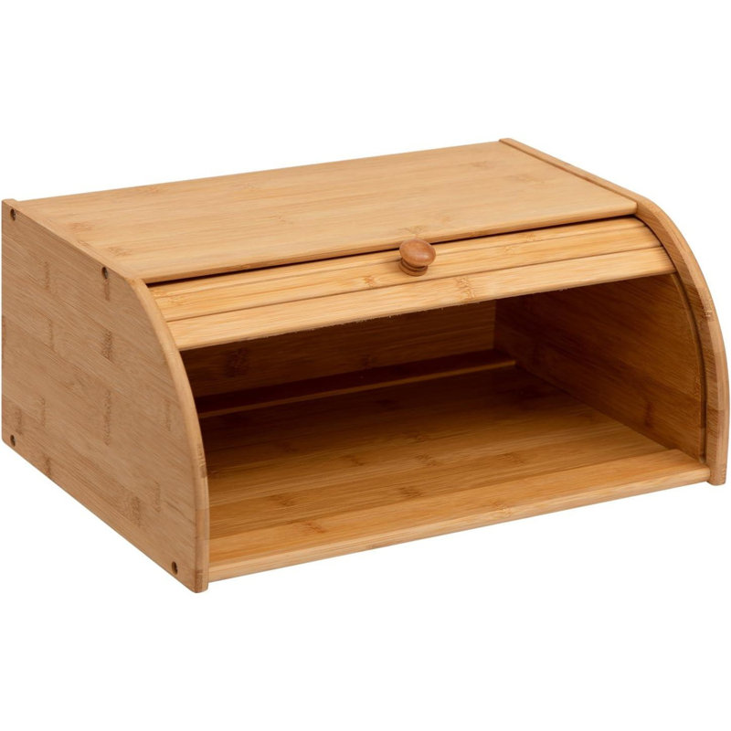 Assante Food Bread Storage Container Bamboo Bread Bin Storage Counter Top Roll Top Bread Box